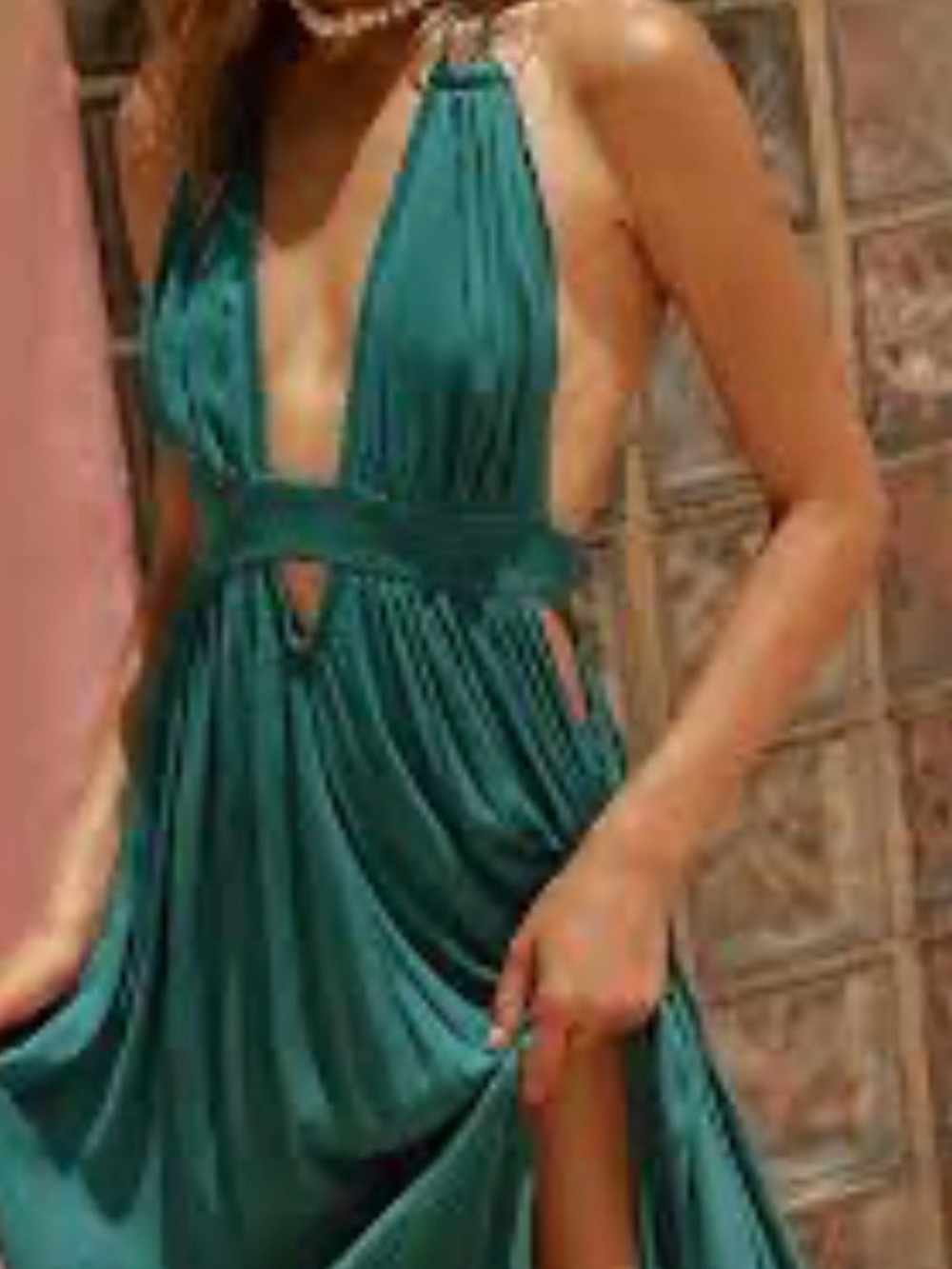 Free People Teal Halter Maxi Dress with Side Cutouts
